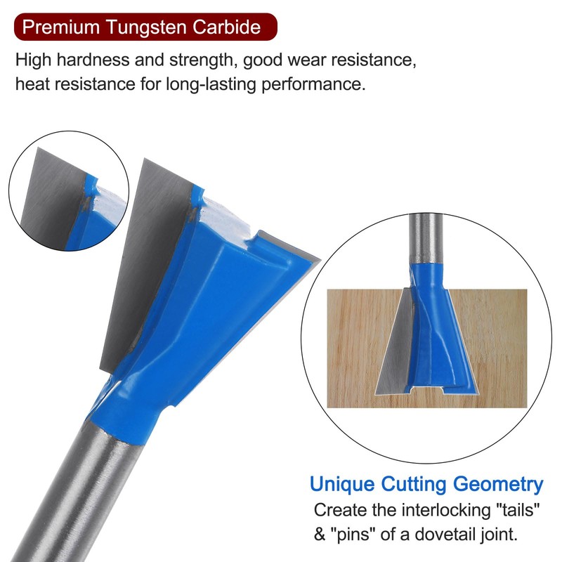 HARFINGTON Dovetail Router Bit 1/4" Shank 3/4" Dia Tungsten Carbide