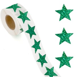 Green Star Stickers 500pcs Holographic Star Stickers for Kids Reward Glitter Foil Star Sticker Roll 1" Self Adhesive Metallic Star Label Sparkly Sticker for Behavior Chart DIY Craft Teacher Supplies