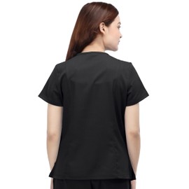 NY Threads Scrub Tops for Women Soft Stretch V-Neck Medical Scrub Top with Pockets, X-Large, Black