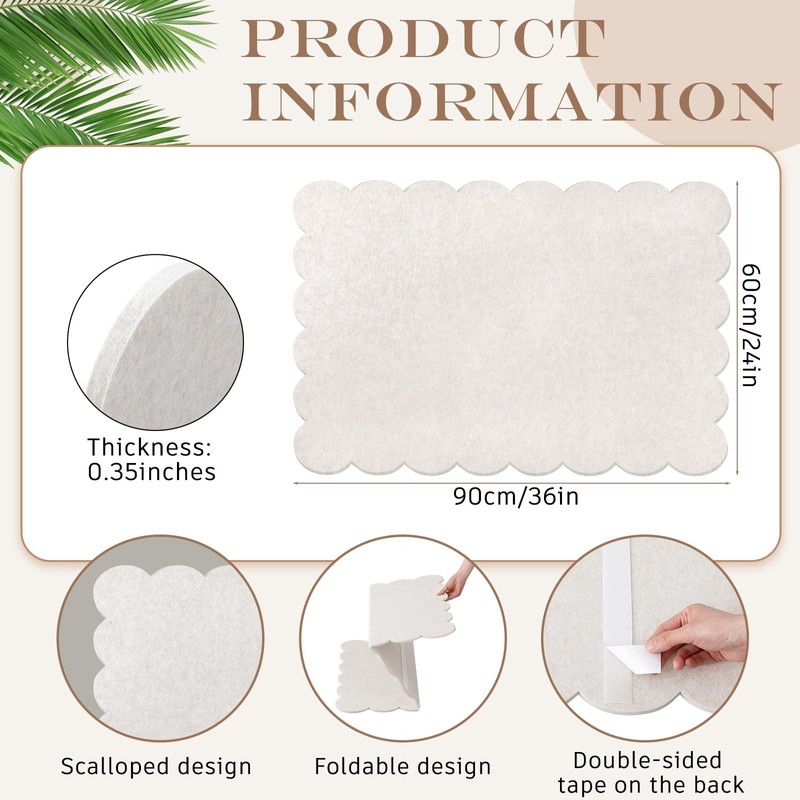 Mooliwe Scalloped Felt Bulletin Board 36 x 24 Inches Foldable