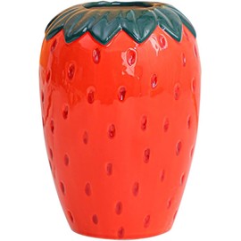 Strawberry Charm Ceramic Vase: Vintage-Inspired Décor for Home, Office, or Garden - Handcrafted, Unique, and Charming - Perfect for Floral Arrangements - Ideal Gift for Nature Lovers (Small)