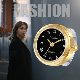 Ibohevo Women Finger Watch Rings: 8Pcs Vintage Waterproof Men Finger Ring Clock Set Analog Arabic Numerals Dial Novelty Quartz Watches with Elastic Band, Multicolor, 时尚