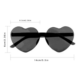 Lotsdonxia Love Heart Shape Sunglasses Stylish Rimless One-Piece Transparent Glasses in Candy Colors for Parties and Dressing Up (Black)
