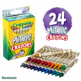 Crayola Metallic Crayons, Kids Art Supplies, 24 Count, Coloring Supplies, Gift for Kids, Ages 3, 4, 5, 6