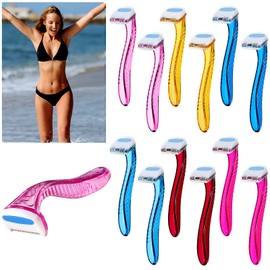 Honoson 12 Pcs Disposable Bikini Razors for Women Bikini Line Trimmer Shaver Small T Type Razor Durable Travel Accessories Pubic Hair Removal Beauty for Body Cosmetic Tool(Multicolor)