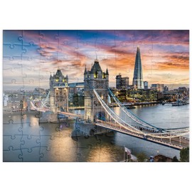 Tower Bridge And Skyline Of London, Great Britain, Shortly After Sunset - Premium 100 pieces Puzzle - MyPuzzle special collection from Puzzle Galaxy
