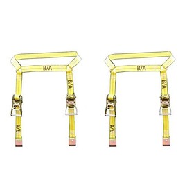 BA Products 38-65A-x2 (Set of 2) 2″ Flat Hook Side Rail Ratchet Tie Down Straps for Tire, Wheel, Rollback, Flatbed, Car Carrier