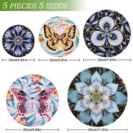 Revahope 5 Pieces Reusable Beeswax Bowl Covers for Bread Proofing, 5 Size Cotton Cloth Bowl Covers Elastic Beeswax Wraps for Food Storage Sourdough Cover, Compostable(Lotus)