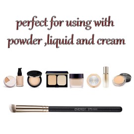 Under Eye Concealer Brush ENERGY Mini Flat Angled Kabuki Foundation Brush with Synthetic Bristles for Concealing Blending Setting Buffing with Powder Liquid Cream Cosmetics Vegan Makeup Brushes 270mini