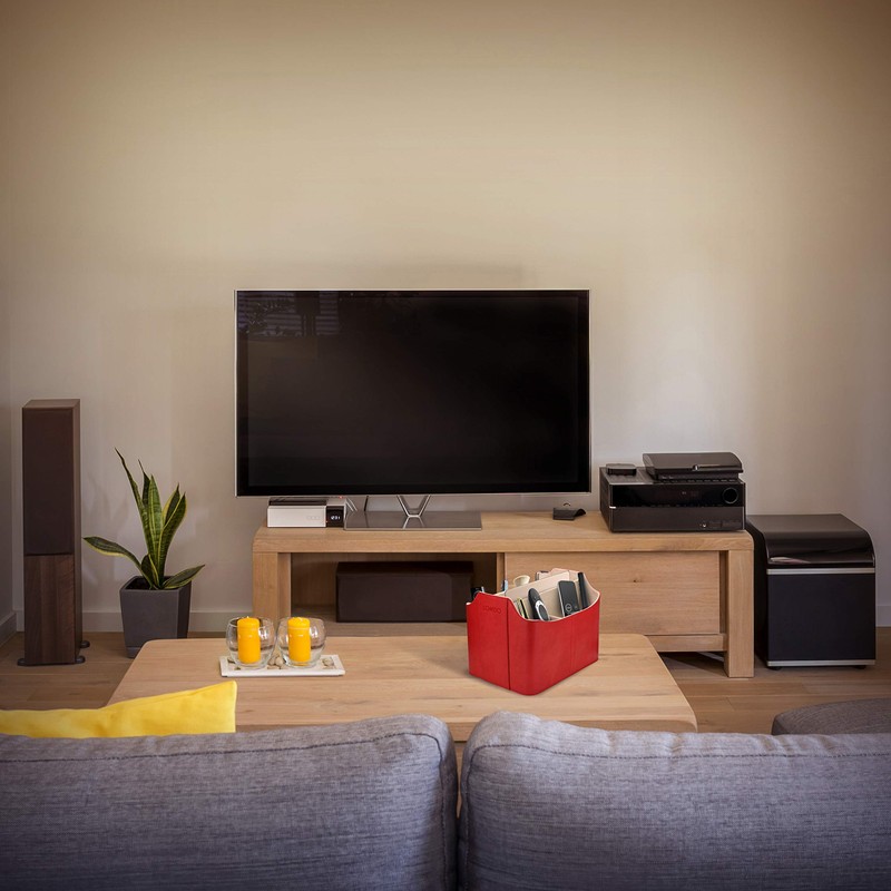 LONDO Leather Remote Control Organizer and Caddy with Tablet Slot