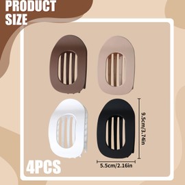 4pcs Flat Hair Claw Clips Women,Lay Flat Hair Clip Claw Clips For Thick Hair French Small Hair Pins Accessories U Shaped Solid Colour Tortoiseshell Hairpin BarrettesBuns Claws Set,For Fine Curly (A)