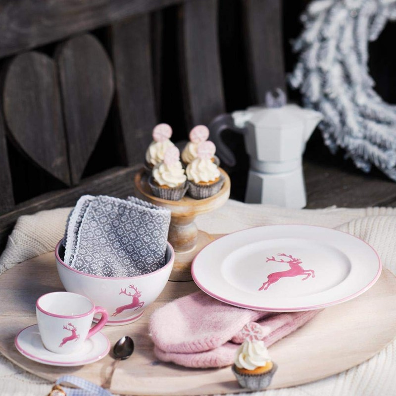 GMUNDNER KERAMIK Dessert Plate Gourmet Diameter 22 cm Pink Deer