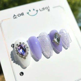 Berry Perry Twinkle Handmade Nail Tip - Petit Coffin / 베리 페리 트윙클 수제네일팁 - 쁘띠 코핀