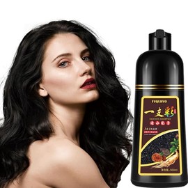 Champú instantáneo para cabello negro de 500 ml para hombres y mujeres, champú para teñir el cabello 3 en 1, cobertura del 100 de las canas           