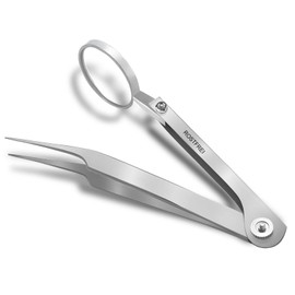 InstrumenteNrw Pointed Tick Tweezers with Magnifying Glass Combination Tick Tweezers - Rustproof