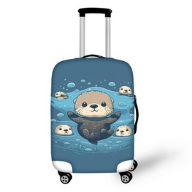 HELLHERO Sea Otter Travel Luggage Cover Protector Suitcase Case Fit 18 19 20 21 Inch Durable Luggages Covers Washable Baggage Bag Trunk Case Holiday Travel Business