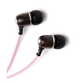 Symphonized Bling Premium Genuine Wood in-Ear Noise-isolating Headphones with Mic and Nylon Cable (Pink)
