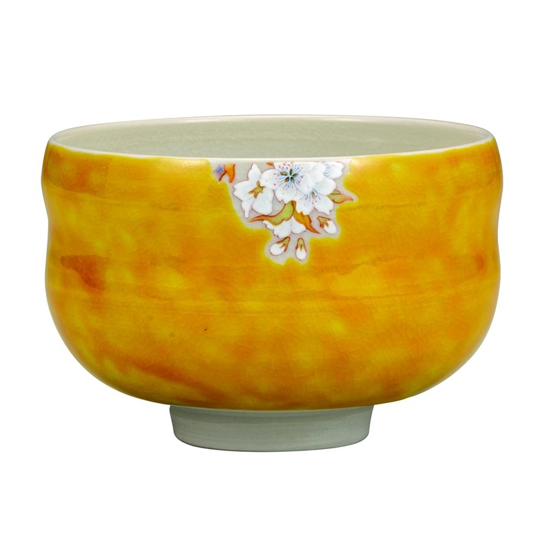 Nakamaru K8-797 Kutani Ware Matcha Bowl Yoshidayama Cherry Blossoms and