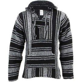 Siesta Mexican Baja Jerga Hoody - Black & White (XX-Large)