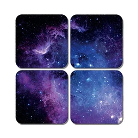4 x Square Nebula Coasters - Star Solar System Space Purple Sky Night Set Theme Gift #78451