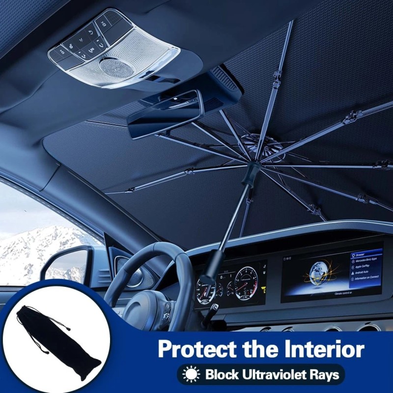 JASVIC 2025 Windshield Sun Shade Umbrella, Foldable Car Umbrella Large,