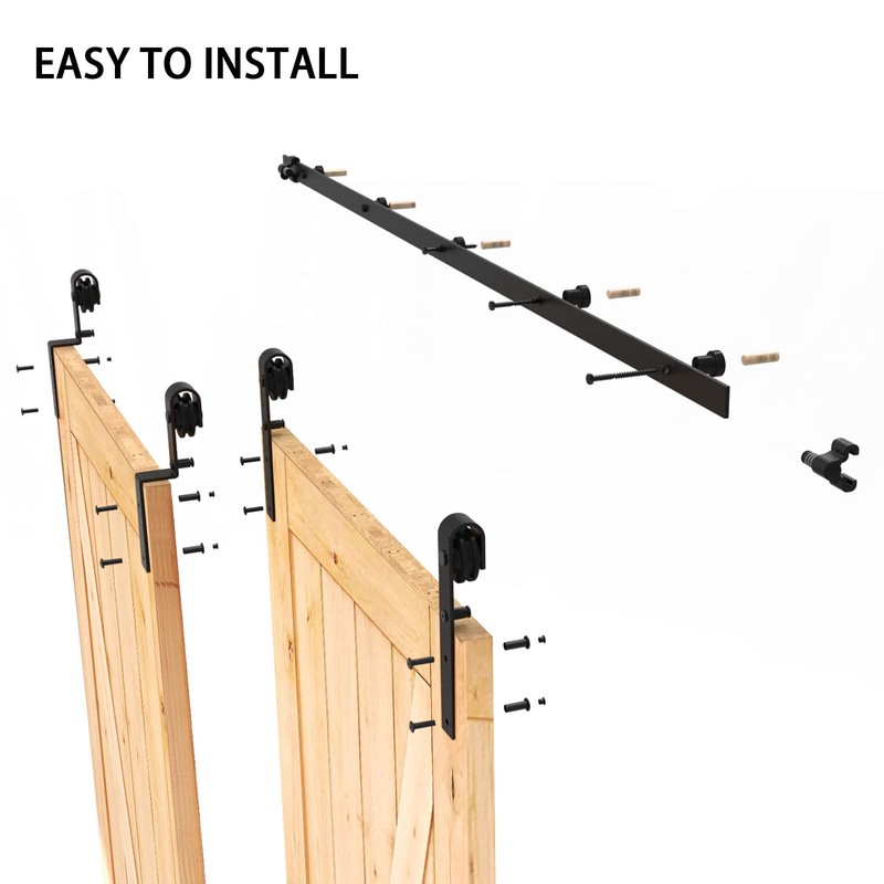 CCJH 4-20FT Bypass Sliding Barn Door Hardware Kit Single Track