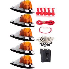 ECCPP 5x Amber Cab Marker Roof Top Clearance Light Replacement + 1 Set Wiring Pack Switch Assembly Wire Harness For Truck Trailer Waterproof Semi-trailer