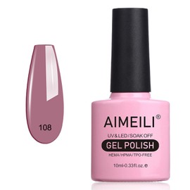 AIMEILI Semi-permanent UV LED Gel Nail Polish for Manicure Soak Off Nail Polish - Brown Lilies (108) 10ml