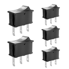 SCOOYUCK Mini SPDT Rocker Switch, 10 mm x 15 mm, 3-Pin ON/ON 12 V, 24 V, 125 V, 250 V Toggle Switch, for Car, Boat, Household Appliances, Pack of 5