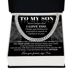 To My Son Necklace, Cuban Chain Necklace For Son, Son Necklace From Mom And Dad, Son Gifts From Father, Necklace Gifts For Son Birthday Graduation Christmas Wedding, Anniversary Necklace For Son
