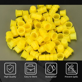 Tattoo Ink Caps, ATOMUS 300pcs Mixed Tattoo Ink Cups Small Medium Large Plastic Tattoo Microblading Pigment Ink Cups Caps Holder (Yellow)