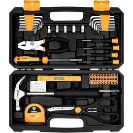 62-Piece Household Tool Set：Small Basic Home Tool Kit with Plastic Toolbox, Hand Tools with Storage Case DEKOPRO
