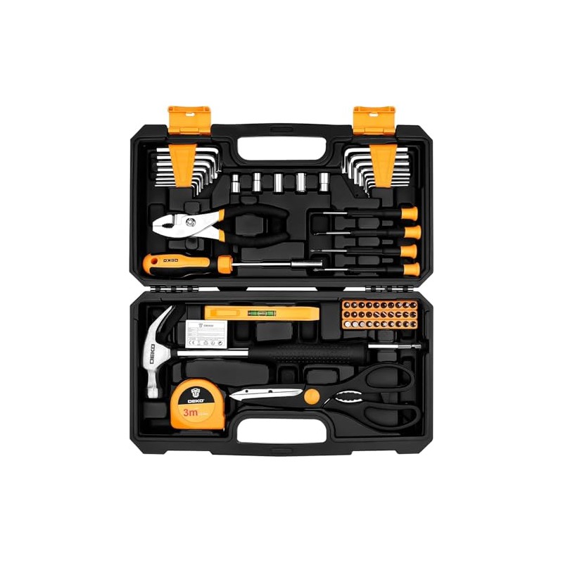 62-Piece Household Tool Set：Small Basic Home Tool Kit with Plastic