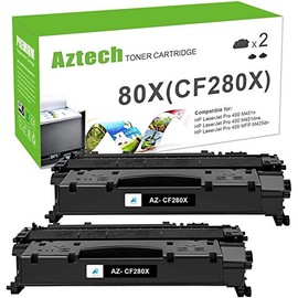 Aztech Compatible Toner Cartridge Replacement for HP 80X CF280X 80A CF280A Laserjet Pro 400 M401A M401D M401N M401DNE MFP M425DN (Black, 2-Packs)