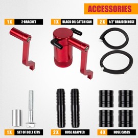 RANSOTO Oil Catch Can 6.4 5.7 HEMI Billet Compatible with 2011-up Chrysler 300 Dodge Charger Challenger Jeep Grand Cherokee Z-Bracket Technology (Red)