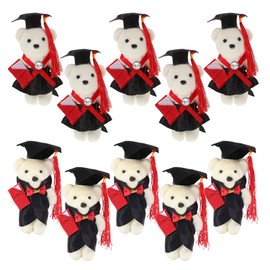 Didiseaon Small Graduation Bears: 10pcs Graduation Stuffed Animal Plush for Bouquet Diy Flower Decoration with Academic Details Grad Presents Class of 2025 Party Favors