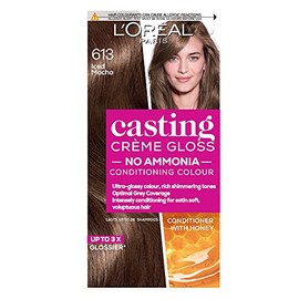 LâOrÃ©al Paris Ammonia Free Semi-Permanent Hair Dye, 613 Iced Mocha, Glossy Hair Colour, Natural Looking Finish, For up to 28 Shampoos, Casting CrÃ¨me Gloss, 1 Application
