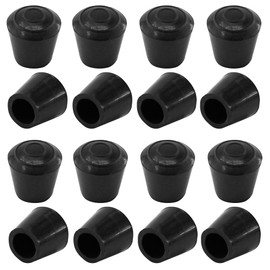 bociloy 16Pcs Round Chair Leg Caps, 1/2inch Flexible Rubber Chair Leg Tips Cover, Furniture Foot Protectors, Floor Protector, Non-Slip Table Chair Leg End Cap, Black