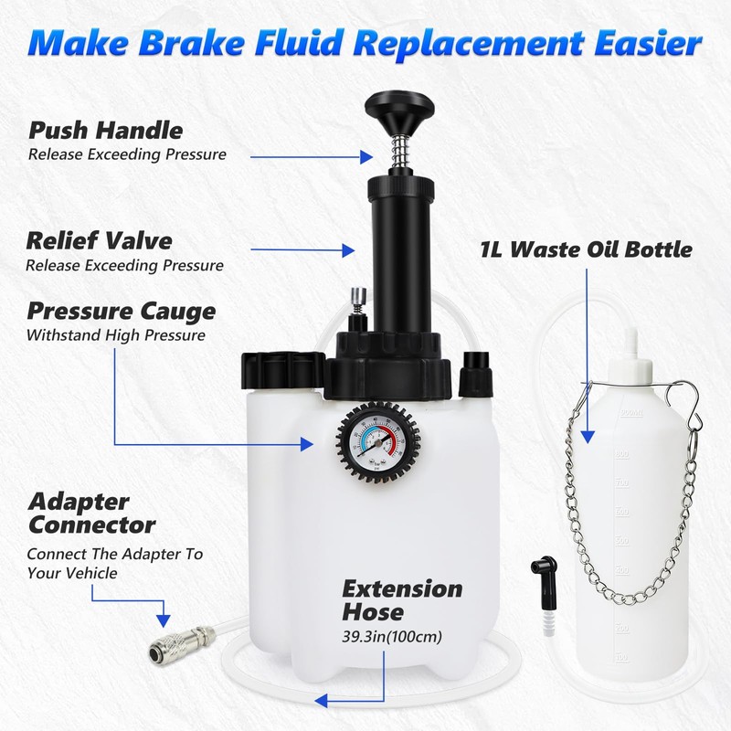 BELEY 3L Manual Brake Bleeder Kit with 5 Master Cylinder