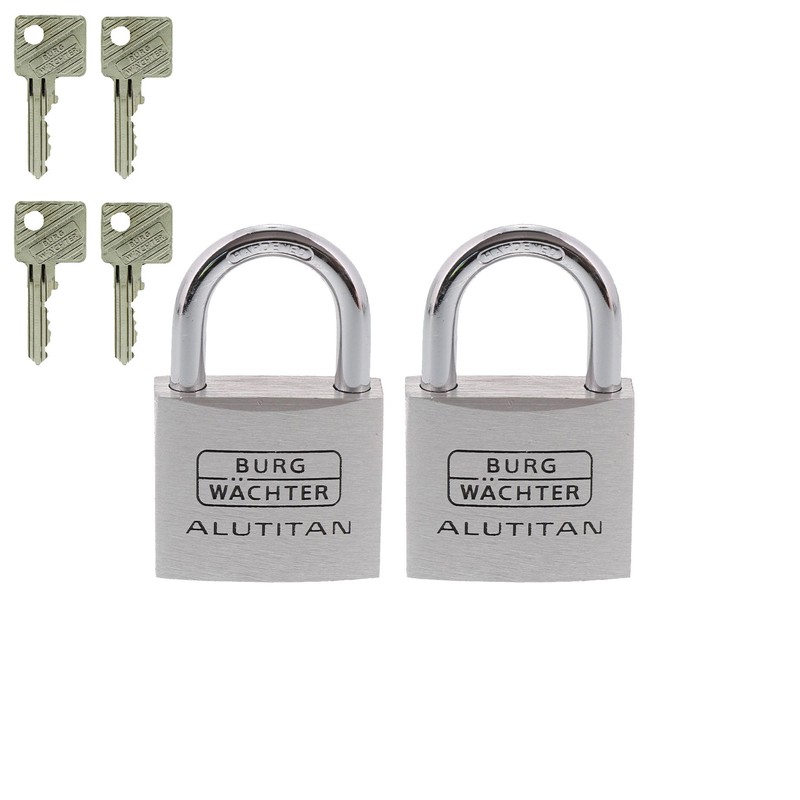 Burg-Wächter, Set of 2, 6,5 mm Shackle Padlock 4 Keys