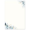 Writing Paper Set, 40 Pieces, Blue Flowers, 20 Sheets of
