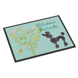 Caroline's Treasures BB7615JMAT Welcome Friends Black Poodle Indoor or Outdoor Mat 24x36, 24H X 36W, Multicolor