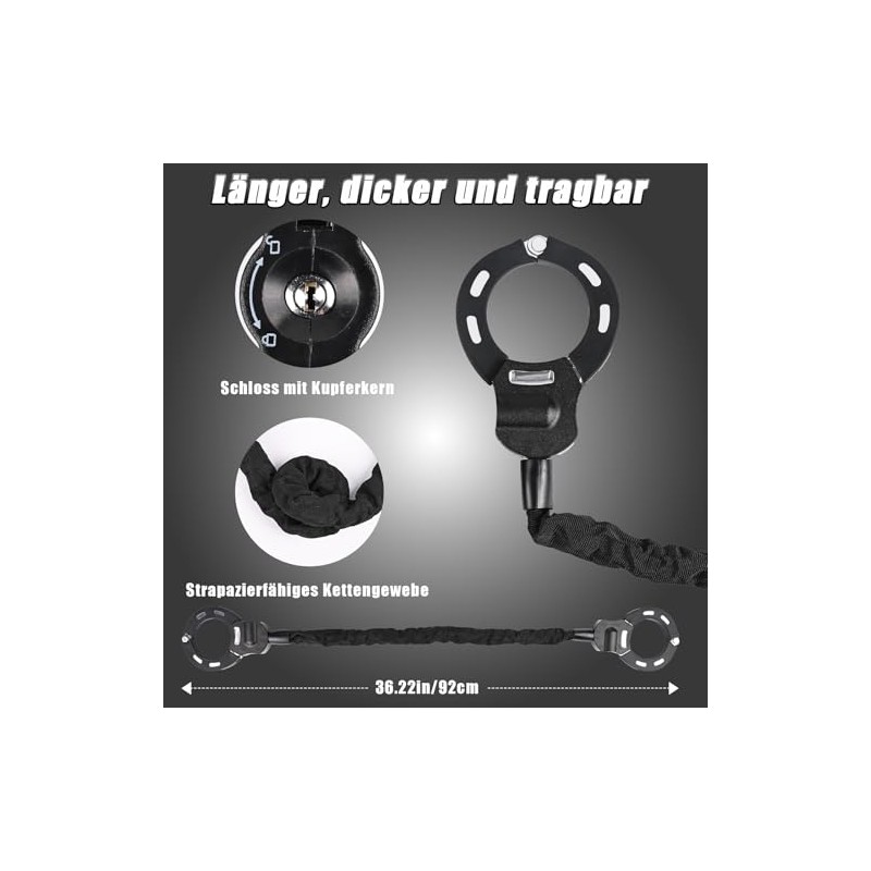 E Scooter Lock, Handcuff Lock with Key & Waterproof Bag,
