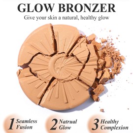 UCANBE Glow Bronzer, Long-Lasting Baked Shimmer Bronzing Powder - 01 Bronzer, Lightweight & Buildable Warm Satin Finish, Luminous Contour for Face, Cheeks and Body