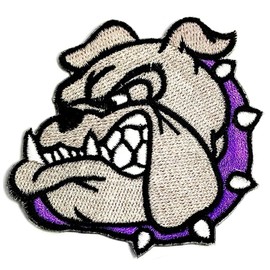 Purple Collar Bulldog Head Children Movie Embroidered Sew on Patches Stickers Logo Clothes T-Shirt Jackets Jeans Hats Backpacks DIY Embroidery Costume Patch for Kids and Adults