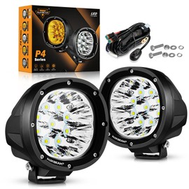 Auxbeam Round LED Offroad Lights 4 inch 90W, LED Pod Light 9000LM Off Road Driving Spotlight 4x4 Work Auxiliary Spot Light Bar A-Pillar Bumper for Trucks Motorbike ATV SUV Boat