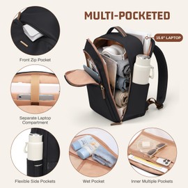 GOLF QUALITY 22L Travel Backpack for Women & Men,Carry On Bag for Airplanes Personal Item Laptop Backpack,17.3 Inch,Black