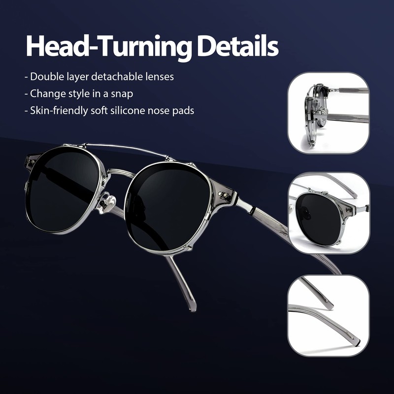 Technigadgets Pedro Steampunk - anteojos de sol de doble lente
