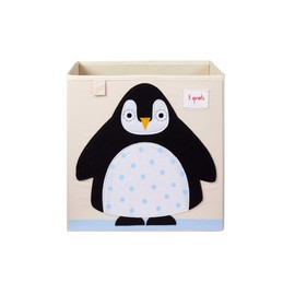3 Sprouts Cube Storage Box - Organizer Container for Kids & Toddlers, Penguin
