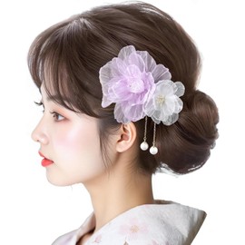 Yukata, Hair Ornament, Pearls, Flowers, Hair Clip, Suitable for Japanese Style, Japanese Style, Coming-of-Age Ceremonies, Kids, Weddings, Shichi-Go-San Festivals, Fireworks Festivals, Graduation